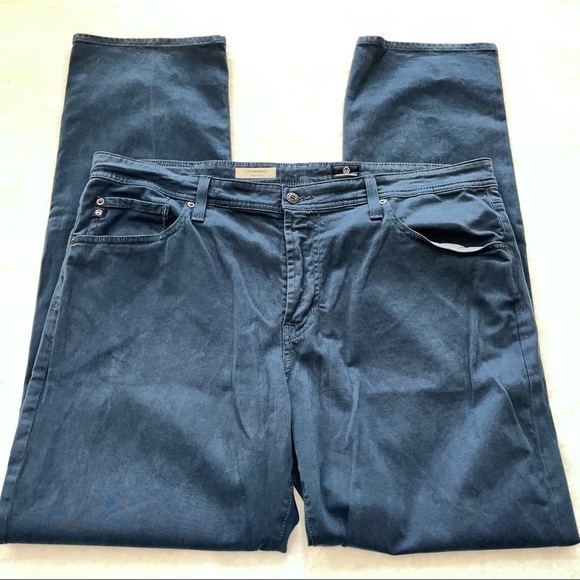 AG Adriano Goldschmied Graduate Straight Sued Stretch Sateen Navy Blue 41/32 - Picture 4 of 12